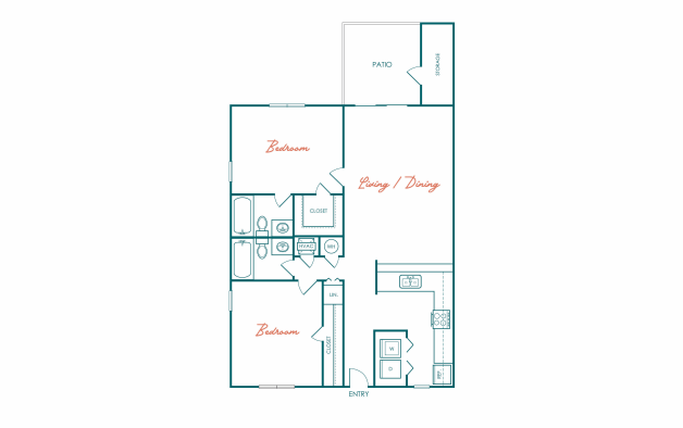 the floor plan for a two bedroom apartment at The Marino