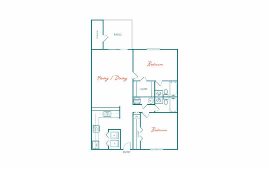 the floor plan for a two bedroom apartment at The Marino