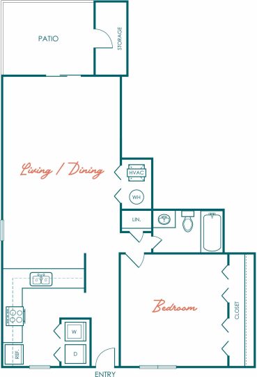 the floor plan for a two bedroom apartment at The Marino